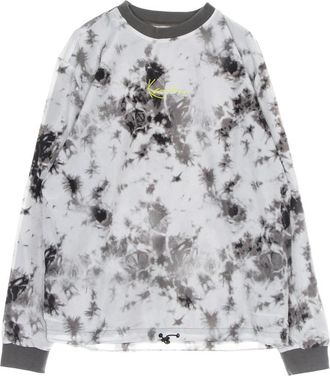 Karl Kani Pixelprint Crew Sweatshirt met Tie-Dye Print - Heren - Sweatshirts - Grijs - M - Polyester - Hoodies & sweatvesten