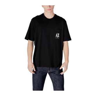 A|X Armani Exchange T-shirt met korte mouwen en ronde hals met zak - Heren - T-shirts - Zwart - L - Katoen - Tops