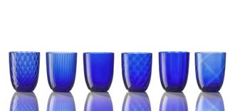 NasonMoretti Idra Set of 6 Water Glasses, Assorted Textures