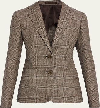 Burberry Prince of Wales Check Wool-Linen Single-Breasted Jacket