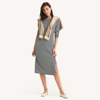 Nautica Long Sleeve Side Slit Dress