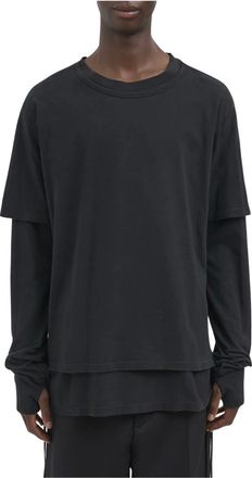Andrea Ya'aqov T-Shirt L/S Double Layer - - Tops - Uomo - Nero - S