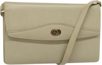 Gucci Pre-owned Leren Vintage Schoudertas - Dames - Vintage Schoudertas - Beige - ONE Size - Leer - Vintage