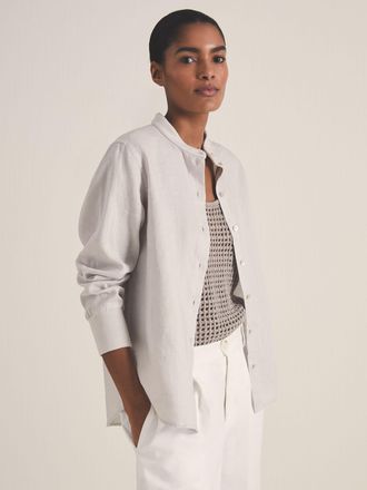Reiss Soft Grey | Les 100 Ciels Linen Shirt, XL