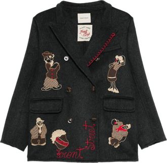 Front Street 8 appliqué-detail double-breasted jacket - women - Wool - XS/S - Grey