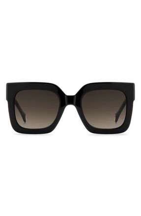 Carolina Herrera Her 52mm Gradient Square Sunglasses in Black Marble/Brown Sf at Nordstrom