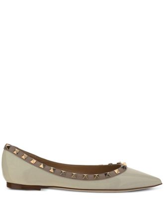 Valentino Garavani Rockstud ballet flats - women - Calf Leather/Calf Leather/Goat Skin/Lambskin - 37 - Neutrals