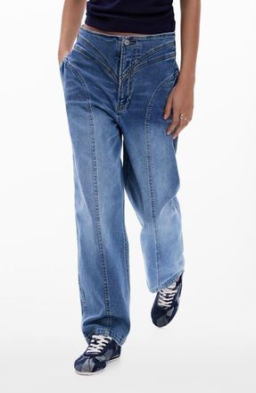 Desigual Barrel Leg Jeans in Medium Blue at Nordstrom, Size 42