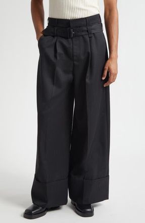 Simone Rocha Double Belt Loop Wide Leg Pants in Charcoal at Nordstrom, Size Medium
