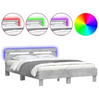 Berkfield Home Bed Frame with LED without Mattress Concrete Grey 150x200 cm King Size