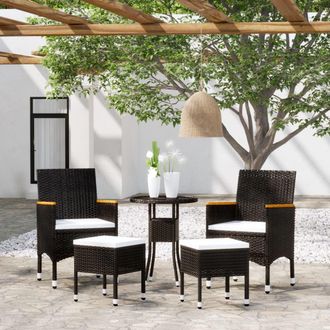 vidaXL Juego De Muebles De Jard&iacute;n 5 Piezas Rat&aacute;n Sint&eacute;tico Negro Vidaxl