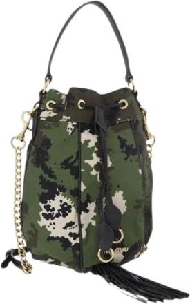 Miu Miu Pre-owned Canvas Bucket Bag - Pre-owned - Mujer - Verde - ONE SIZE