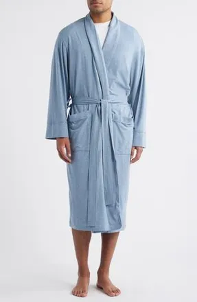 Daniel Buchler Shawl Collar Heathered Cotton & Modal Blend Robe in Blue Heather at Nordstrom Rack, Size Medium/large