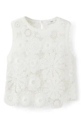 Mango Open Stitch Tank in Natural White at Nordstrom, Size X-Large