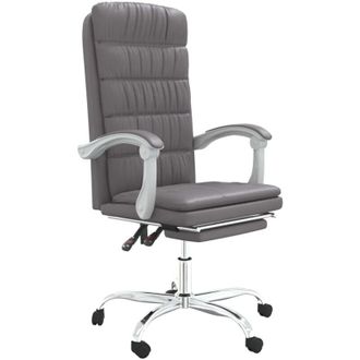 vidaXL Silla De Oficina Reclinable Cuero Sint&eacute;tico Gris Vidaxl