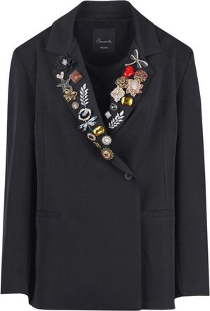 Souvenir Blazer Effetto Stropicciato - - Jackets - Donna - Nero - M