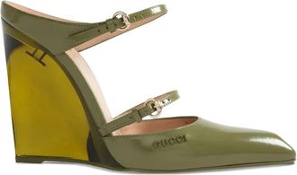 Gucci 110mm wedge-heel pumps - women - Leather/Leather/Leather - 41 - Green