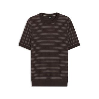 BOSS Horizontal-stripe sweater in a cotton blend
