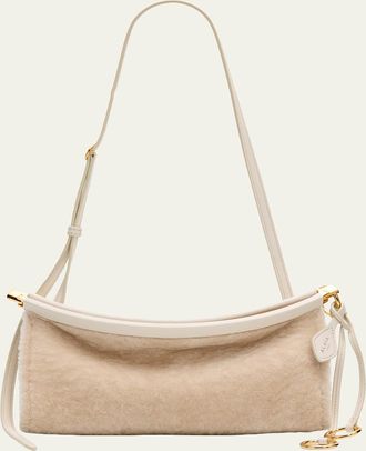 Alaia Le Click Shaved Shearling Small East-West Shoulder Bag