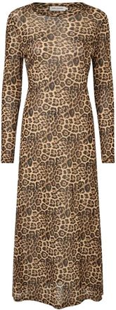 Lollys Laundry Luipaardprint Maxi Jurk Elegant Stijl - Dames - Maxi kleedjes - Bruin - XS - Spandex - Kleedjes