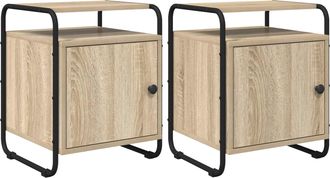 vidaXL Mesa De Noche 2 Uds. Roble Sonoma Madera De Ingenier&iacute;a Vidaxl