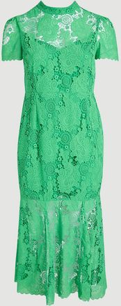 Karen Millen Womens Plus Size Lace High Neck Woven Midi Dress - Light Green - Size 24 UK