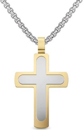 Edforce Mens Two Layer Cross Necklace in Gold/Silver at Nordstrom Rack