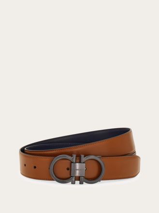 Ferragamo Men Reversible and adjustable Gancini belt Blue