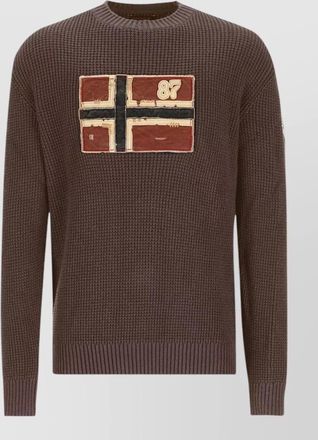 Napapijri waffle-knit crew-neck jumper