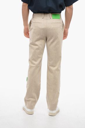 Off-white SEASONAL Pantaloni Straight Fit TAG in Misto Lana Vergine Off-White