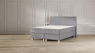 Emma Classic Boxspringbett V2 140x200 cm - dunkelgrau - Füße Holz - Kopfteil klassisch