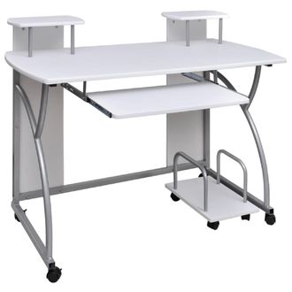 vidaXL Escritorio Ordenador Madera Contrachapada Blanco 110x52x88,5 Cm Vidaxl