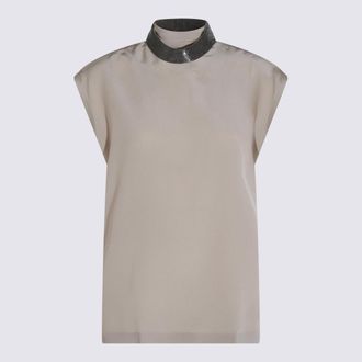 Brunello Cucinelli Top Silver Beige
