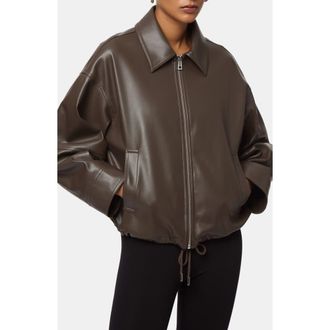 Apparis Ada Faux Leather Bomber Jacket in Deep Brown at Nordstrom, Size Xx-Large