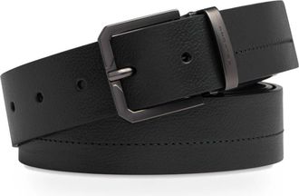 Piquadro Russel Leren Riem met Stiftgesp - Heren - Riemen - Zwart - ONE Size - Katoen - Accessoires