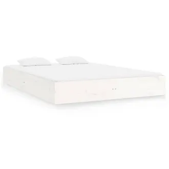 Berkfield Home Bed Frame White Solid Wood 120x200 cm | Size: Small Double