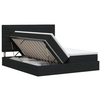 vidaXL Letto Con Contenitore Con Testiera Nero 200 X 200 Cm Tessuto Vidaxl