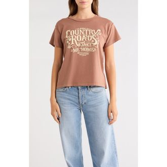Daydreamer John Denver Country Roads Graphic T-Shirt in Mocha Mousse at Nordstrom, Size X-Small