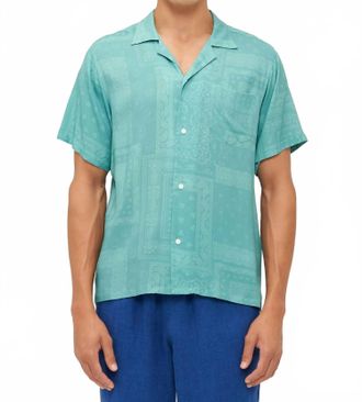 Bather Tonal Bandana Camp Shirt In Teal