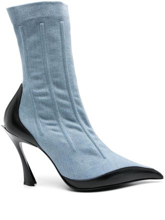 MUGLER 95 mm tweekleurige enkellaarzen - Blauw