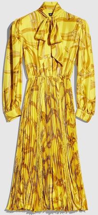 Gucci Printed Silk Twill Chemisier Dress, Yellow