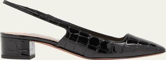 Aquazzura Ginza Croco Slingback Ballerina Pumps