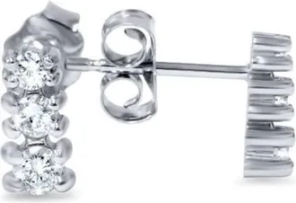 Pompeii3 1/4ct Three Stone Diamond Earrings 14K White Gold