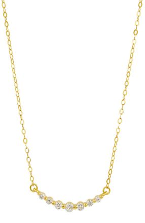 Savvy Cie Jewels GOLD PLATED OVER STERLING SILVER.925 WHITE CZ GRADUATED CURVED BAR NECKLACE