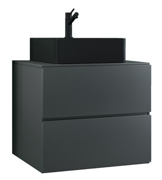 ebuy24 Ebuy24 - Vcm 2 Piezas Lavabo Lavabo Negro Gabinete Inferior Ancho 60 Cm Muebles De Ba&ntilde;o Con Cajones Lendas S Bl (antracita)