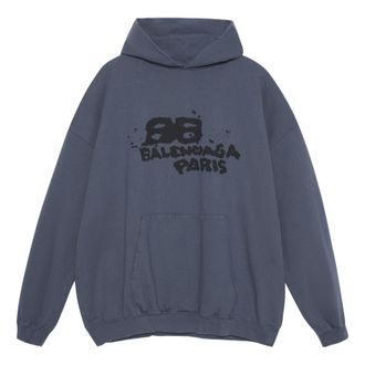 Balenciaga Hand-Drawn BB Icon Hoodie Large Fit Blue 620973TNVQ14183