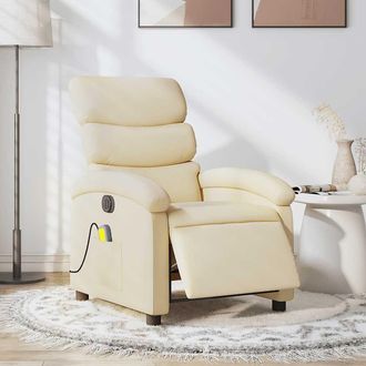 vidaXL Sill&oacute;n Reclinable De Masaje El&eacute;ctrico Tela Color Crema Vidaxl
