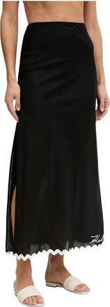 Karl Lagerfeld Rokken, Dames, Zwart, S, Katoen, Signature Scallop Skirt