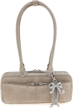 Self Portrait Tan Suede Baguette With Charm Shoulder Bag