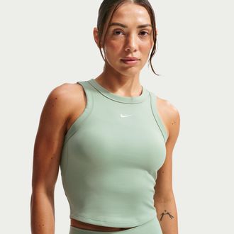 Nike Womens One Fitted Dri-FIT Cropped Tank Top in Green | FN2806-007